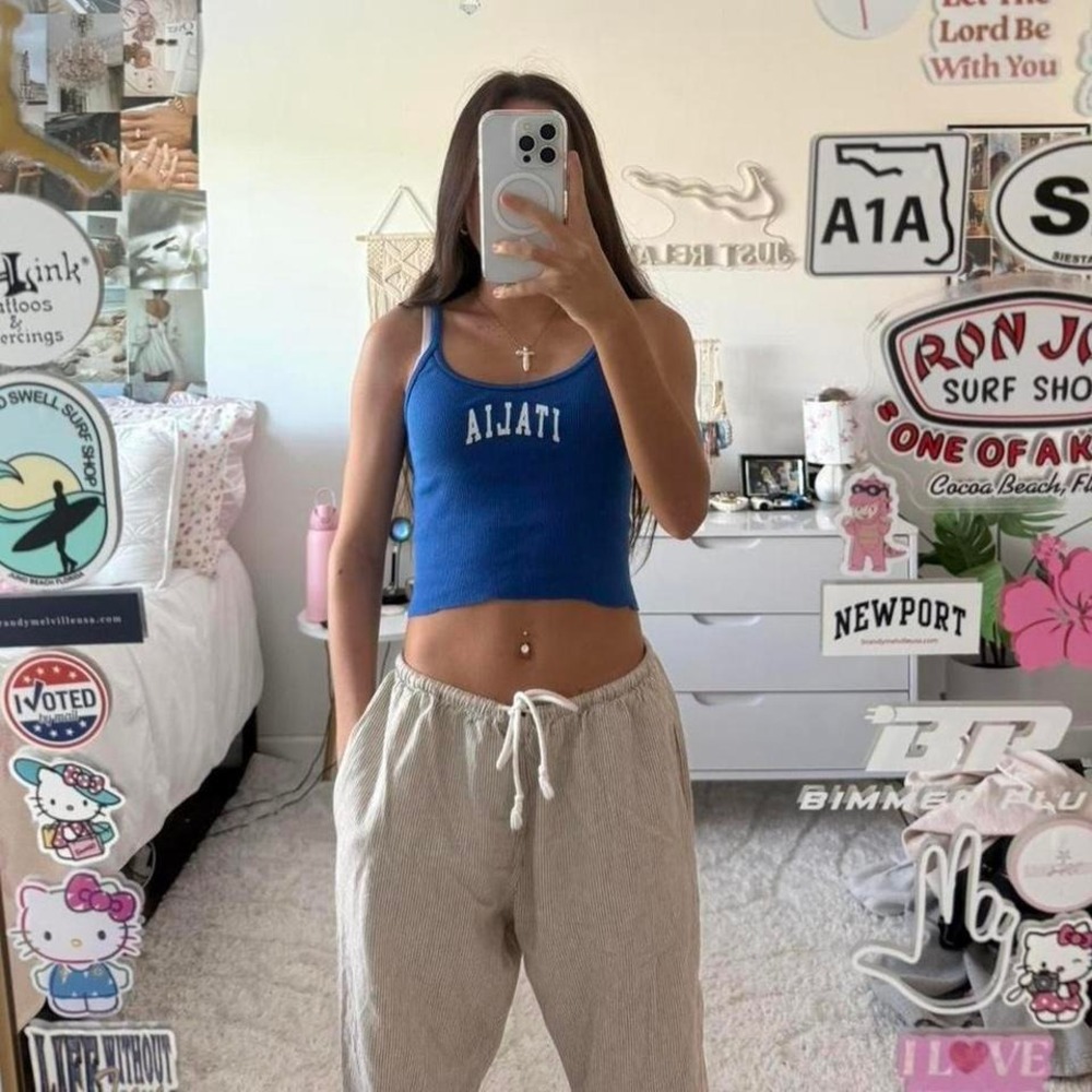 cream and white striped brandy Melville beachy pants